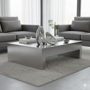 SILVER LIQUID ABSTRACT TABLE DECOR